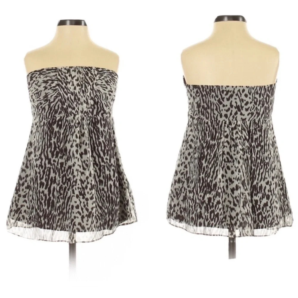 NWT Banana Republic Silk Leopard Animal Strapless Empire Top Babydoll Y2K 90s